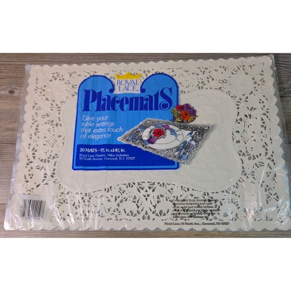 Vintage Royal Lace Paper Placemats 20 Count White Medallion 9.75x14.5 New Sealed